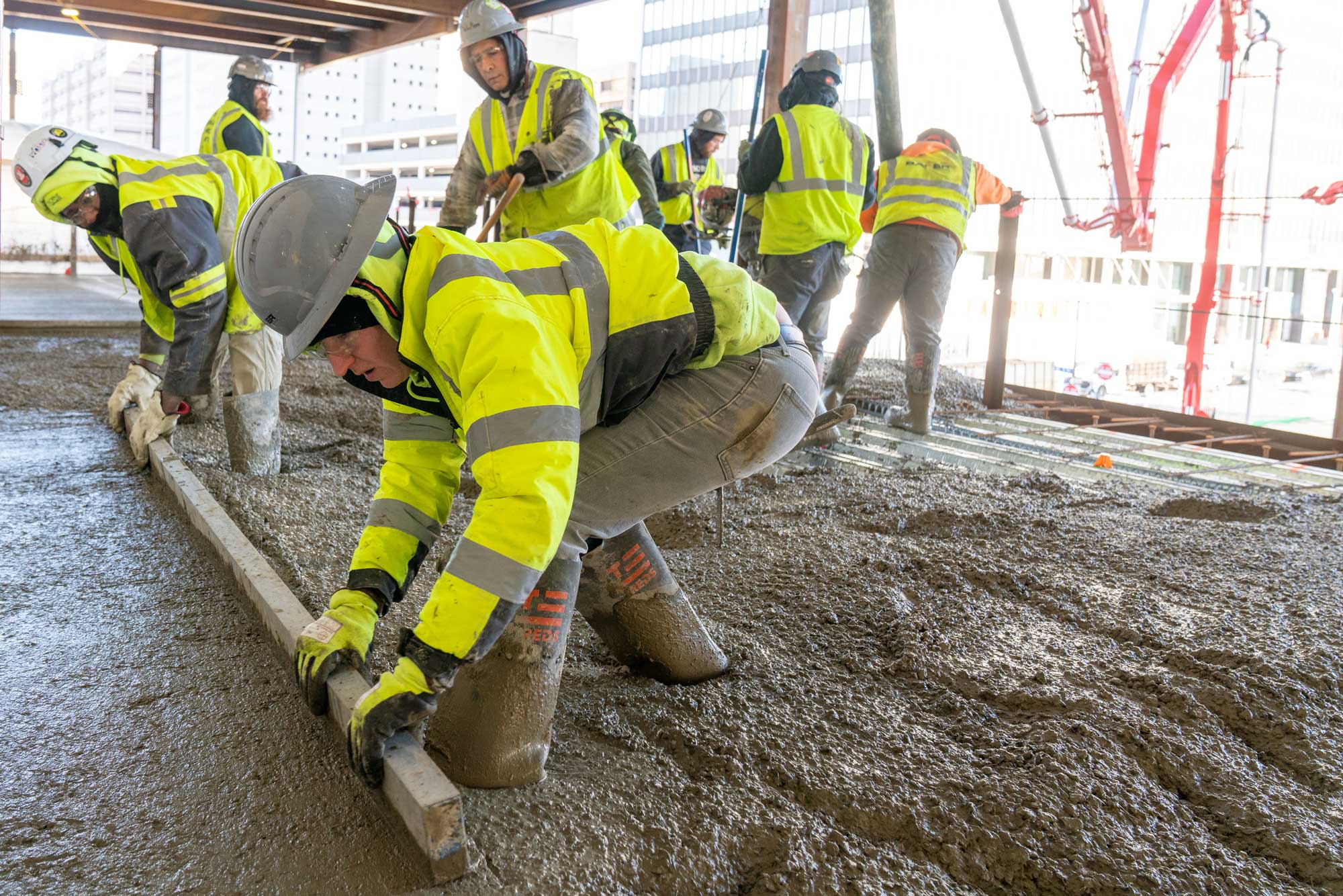 Contractor, Pyramid Constructors, placed material in one continuous pour.